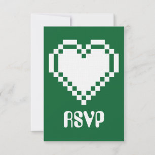 Onze 8-Bit Harten in Groene RSVP Kaart