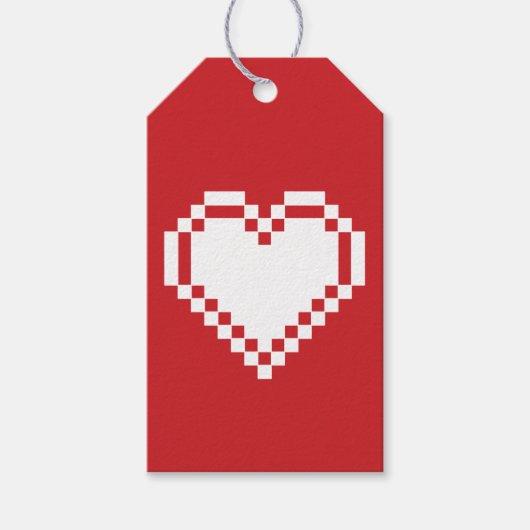Onze 8-Bit Harten in Kers Cadeaubijsluiter Cadeaulabel (Voorkant)