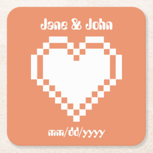 Onze 8-Bit Harten in Koraal Papier Onderzetters