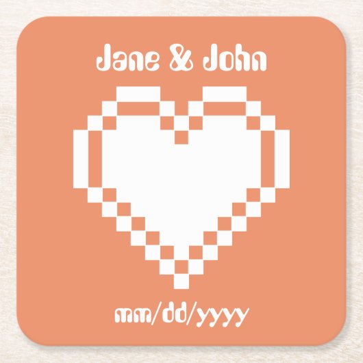 Onze 8-Bit Harten in Koraal Papier Onderzetters (Voorkant)