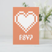 Onze 8-Bit Harten in Koraal RSVP Kaart (Staand voorkant)