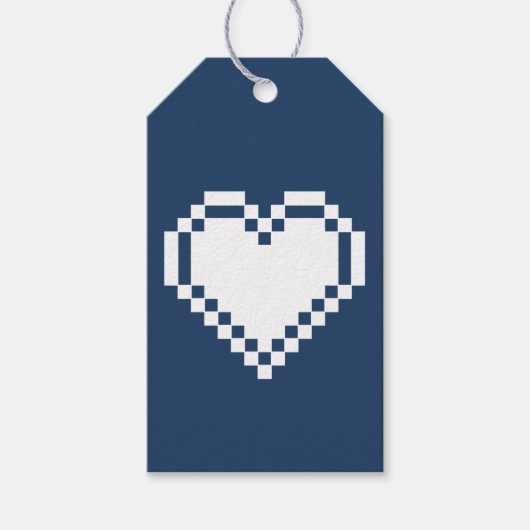 Onze 8-Bit Harten in Navy Cadeaubijsluiter Cadeaulabel (Voorkant)