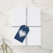 Onze 8-Bit Harten in Navy Cadeaubijsluiter Cadeaulabel (Met Touw)