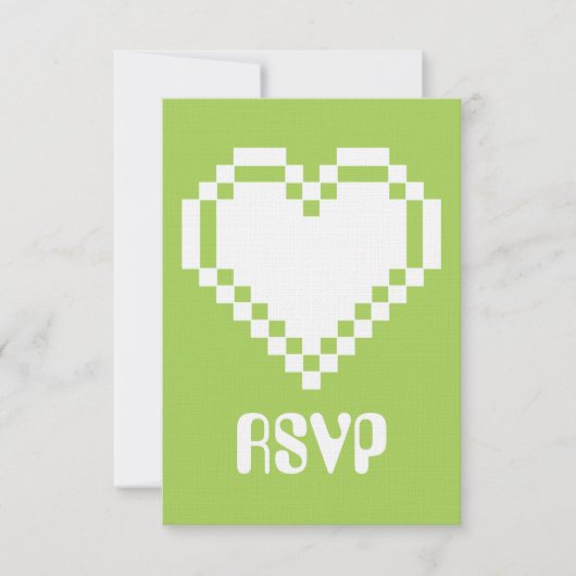 Onze 8-Bit Harten in Peridot RSVP Kaart (Voorkant)