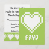 Onze 8-Bit Harten in Peridot RSVP Kaart (Voorkant / Achterkant)
