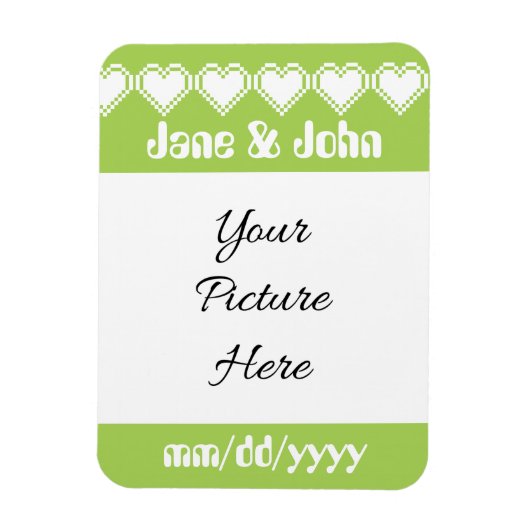 Onze 8-Bit Harten in Peridot Save-the-Date Magneet (Verticaal)