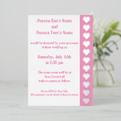 Onze 8-bit harten in Petal Pink Folie Invitation Folie Uitnodiging (Staand Voorkant)