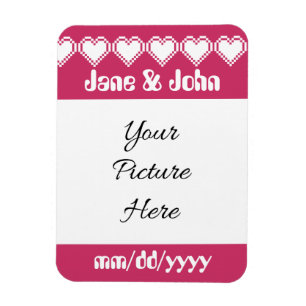 Onze 8-Bit Harten in Raspberry Save-the-Date Magne Magneet