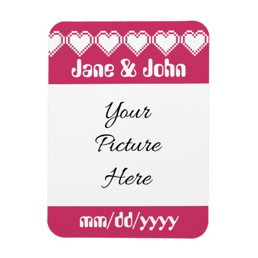Onze 8-Bit Harten in Raspberry Save-the-Date Magne Magneet (Verticaal)