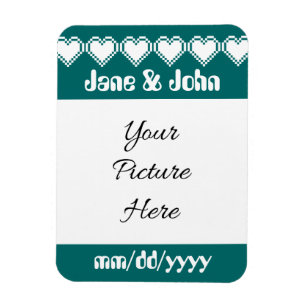 Onze 8-Bit Harten in Teal Save-the-Date Magneet