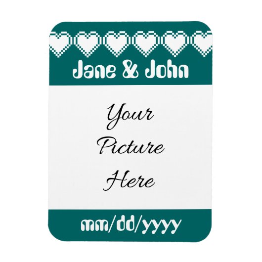 Onze 8-Bit Harten in Teal Save-the-Date Magneet (Verticaal)