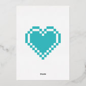 Onze 8-bit harten in turquoise Folie uitnodiging (Achterkant)