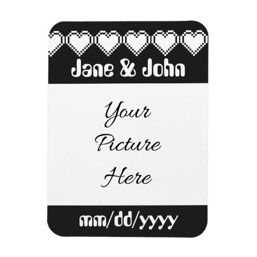 Onze 8-Bit Harten in Zwarte Save-the-Date Magneet (Verticaal)