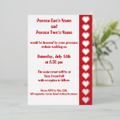 Onze 8-bit Hearts in Cherry Folie Invitation Uitnodiging (Staand Voorkant)
