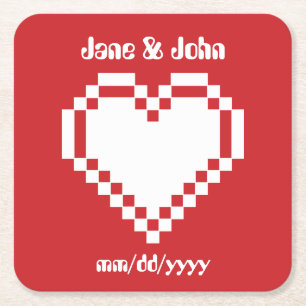 Onze 8-bit Hearts in Cherry Paper Onderzetter
