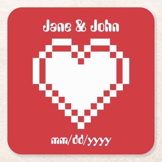 Onze 8-bit Hearts in Cherry Paper Onderzetter (Voorkant)