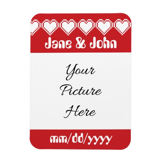 Onze 8-bit Hearts in Cherry Save-the-Date Magnet Magneet (Verticaal)