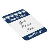 Onze 8-Bit Hearts in Navy Save-the-Date magneet (Rechterzijde)
