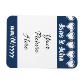 Onze 8-Bit Hearts in Navy Save-the-Date magneet (Horizontaal)