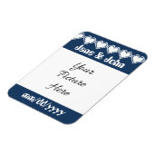 Onze 8-Bit Hearts in Navy Save-the-Date magneet (Linkerzijde)