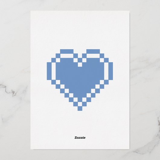 Onze 8-bit Hearts in Periwinkle Folie Invitation Folie Uitnodiging (Achterkant)
