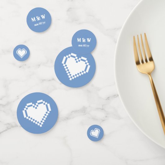 Onze 8-bit Hearts in Periwinkle Table Confetti (Groep)