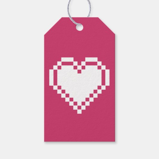 Onze 8-bit Hearts in Raspberry Gift Label Cadeaulabel (Voorkant)