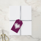 Onze 8-bit Hearts in Wine Gift Label Cadeaulabel (Met Touw)