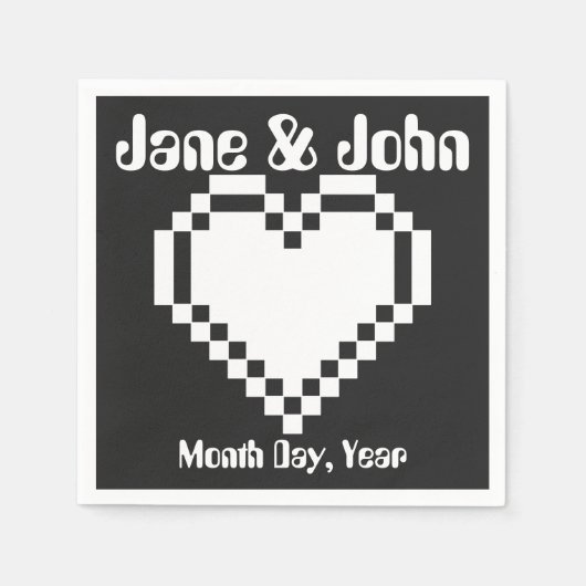 Onze 8-bits harten in Black Napkins Servet (Voorkant)