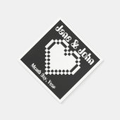 Onze 8-bits harten in Black Napkins Servet (Hoek)