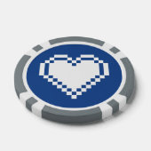 Onze 8-bits harten in blauw poker chips (Enkel)