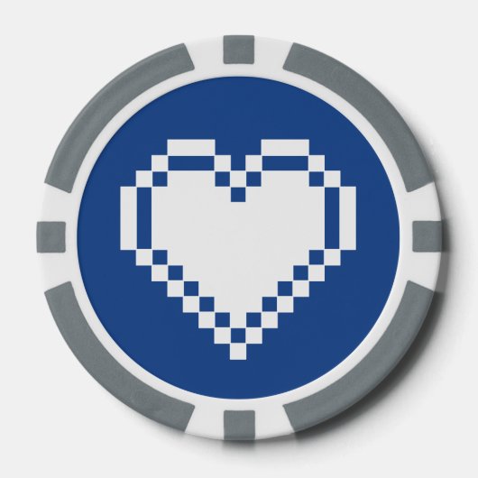 Onze 8-bits harten in blauw poker chips (Voorkant)
