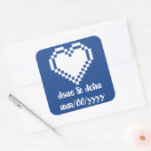 Onze 8-bits harten in blauwe Sticker (Envelop)