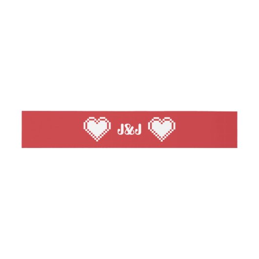 Onze 8-bits harten in Cherry Invitation Belly Band Uitnodigingen Wikkel (Vlak)