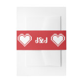 Onze 8-bits harten in Cherry Invitation Belly Band Uitnodigingen Wikkel (Voorkant Voorbeeld)