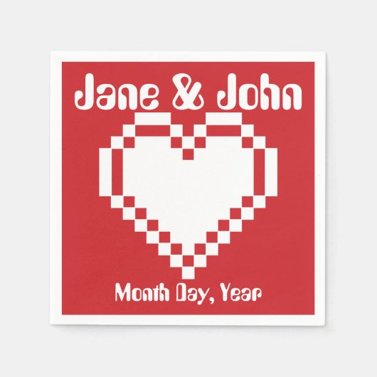 Onze 8-bits harten in Cherry Napkins Servet (Voorkant)