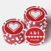 Onze 8-bits harten in Cherry Poker Chips (Opstapeling)