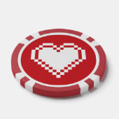 Onze 8-bits harten in Cherry Poker Chips (Enkel)