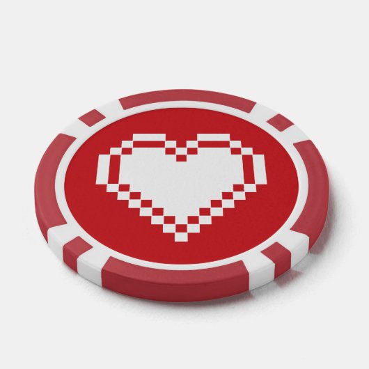 Onze 8-bits harten in Cherry Poker Chips (Enkel)