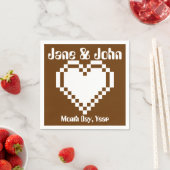 Onze 8-bits harten in chocolade Napkins Servet (Insitu)