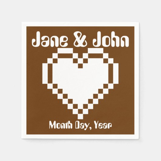 Onze 8-bits harten in chocolade Napkins Servet (Voorkant)