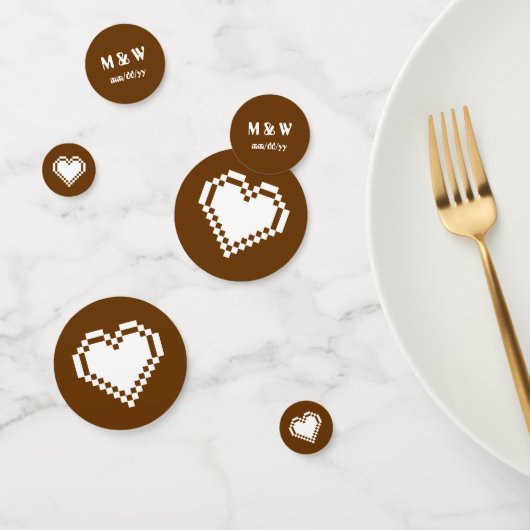 Onze 8-bits harten in Chocolate Table Confetti (Groep)