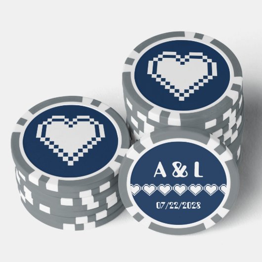 Onze 8-bits harten in de marine poker chips (Opstapeling)