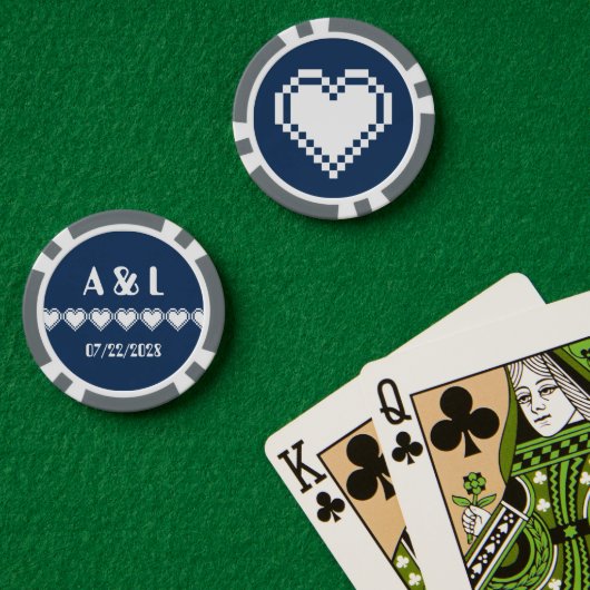 Onze 8-bits harten in de marine poker chips (Pokertafel (Dubbel))