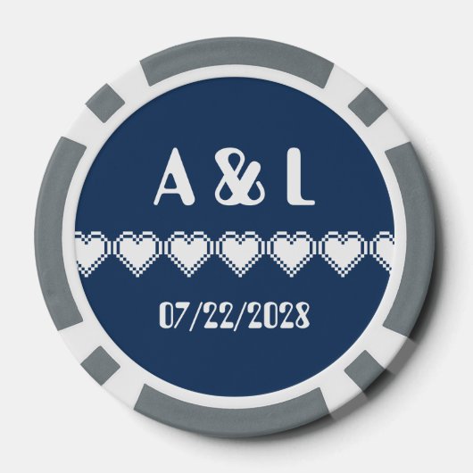 Onze 8-bits harten in de marine poker chips (Achterkant)