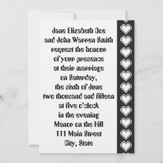 Onze 8-bits harten in de Uitnodiging van het Zwart (Voorkant)