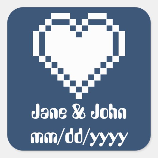 Onze 8-bits harten in de zeesticker vierkante sticker (Voorkant)