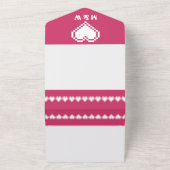 Onze 8-bits harten in frambozen all in one uitnodiging (Buitenkant)