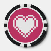 Onze 8-bits harten in frambozen poker chips (Voorkant)