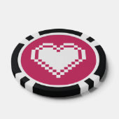 Onze 8-bits harten in frambozen poker chips (Enkel)